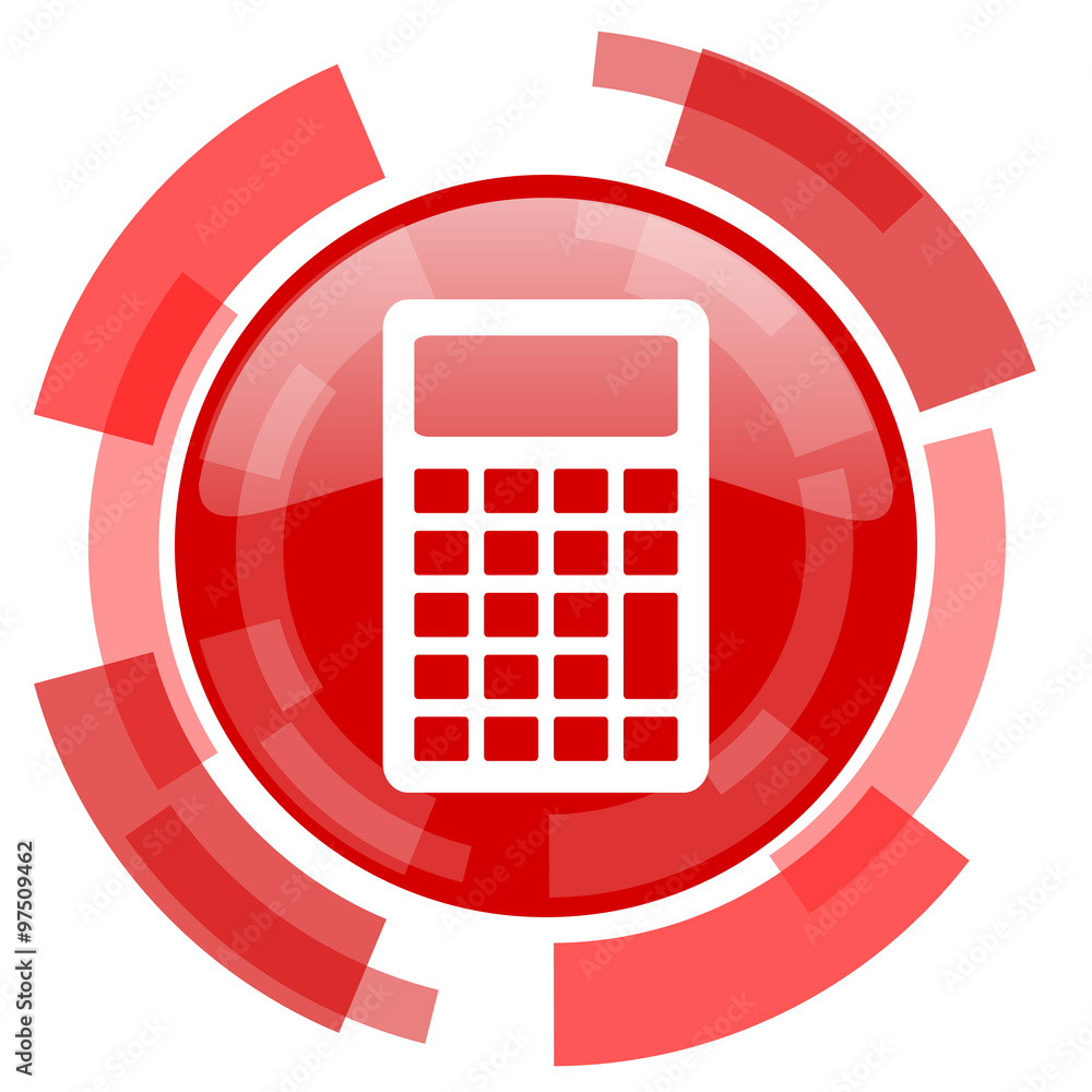 Aufkleber calculator red glossy web icon