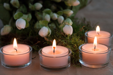 Fototapeta na wymiar Four burning Advent candles 