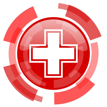 pharmacy red glossy web icon