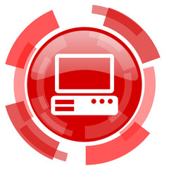 computer red glossy web icon