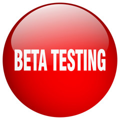 beta testing red round gel isolated push button