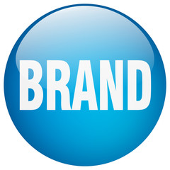 brand blue round gel isolated push button