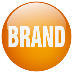 brand orange round gel isolated push button