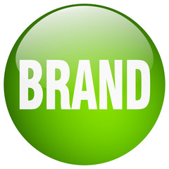 brand green round gel isolated push button