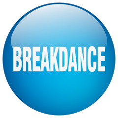 breakdance blue round gel isolated push button