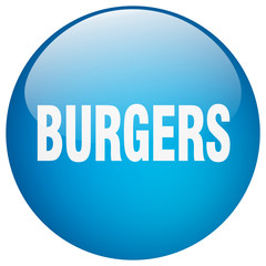 burgers blue round gel isolated push button