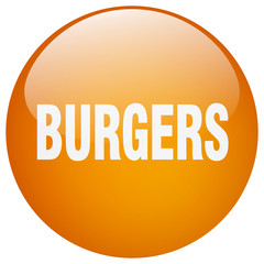 burgers orange round gel isolated push button