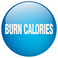 burn calories blue round gel isolated push button