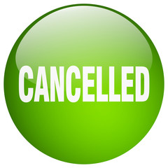 cancelled green round gel isolated push button
