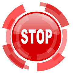 stop red glossy web icon