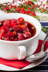 Ukrainian and russian national red borscht.