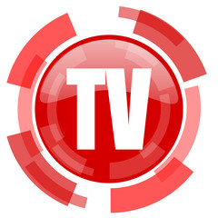 tv red glossy web icon