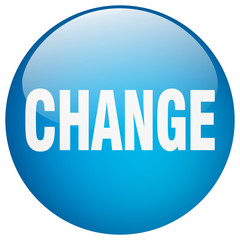 change blue round gel isolated push button