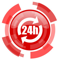 24h red glossy web icon