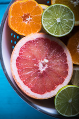 Vibrant citrus half cut fruits