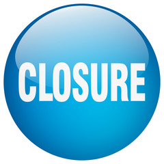 closure blue round gel isolated push button