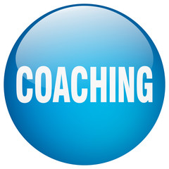 coaching blue round gel isolated push button
