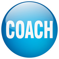coach blue round gel isolated push button