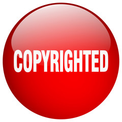 copyrighted red round gel isolated push button