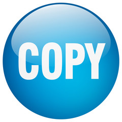 copy blue round gel isolated push button