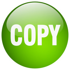copy green round gel isolated push button