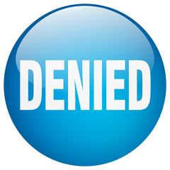 denied blue round gel isolated push button