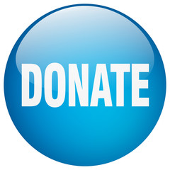 donate blue round gel isolated push button