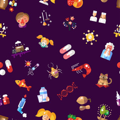 Illustration of pattern with flat design allergy, allergen icons and infographics elements