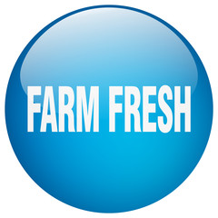 farm fresh blue round gel isolated push button