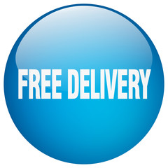 free delivery blue round gel isolated push button