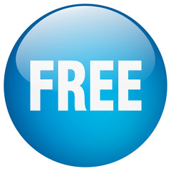 free blue round gel isolated push button