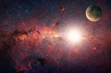 Obraz na płótnie Canvas Planet in the background galaxies and luminous stars. Elements of this image furnished by NASA