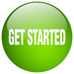 get started green round gel isolated push button