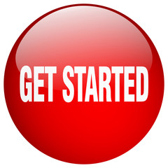 get started red round gel isolated push button