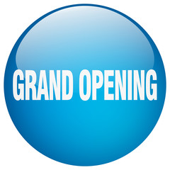 grand opening blue round gel isolated push button