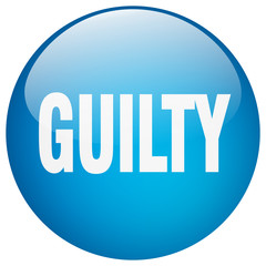 guilty blue round gel isolated push button