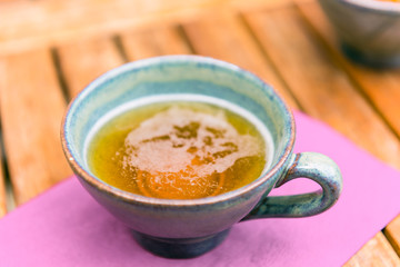 Norman apple cider in a typical ceramic cups