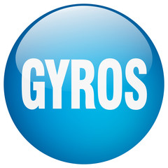 gyros blue round gel isolated push button