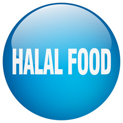 halal food blue round gel isolated push button