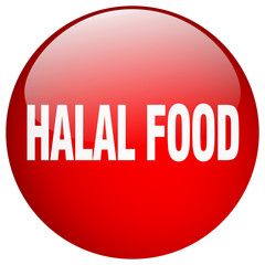 halal food red round gel isolated push button