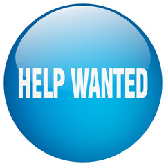 help wanted blue round gel isolated push button