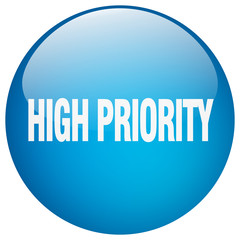 high priority blue round gel isolated push button
