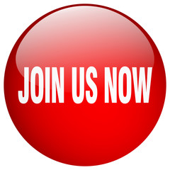 join us now red round gel isolated push button