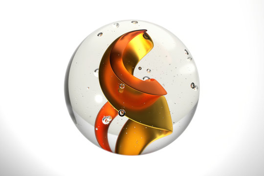 Isolated CGI Marbel with Gold and Copper Swirl 