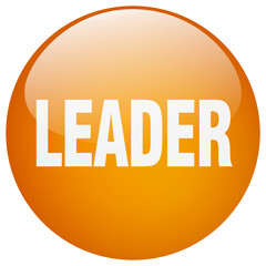 leader orange round gel isolated push button