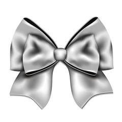Silver gift bow isolated on white background.