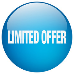 limited offer blue round gel isolated push button