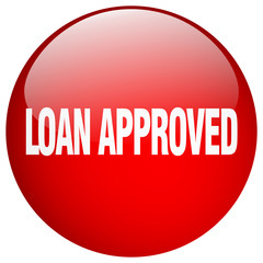 loan approved red round gel isolated push button