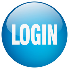 login blue round gel isolated push button