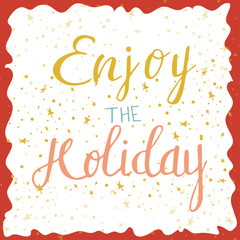 Calligraphic design. Happy new year card. Vector greeting card with stars on background